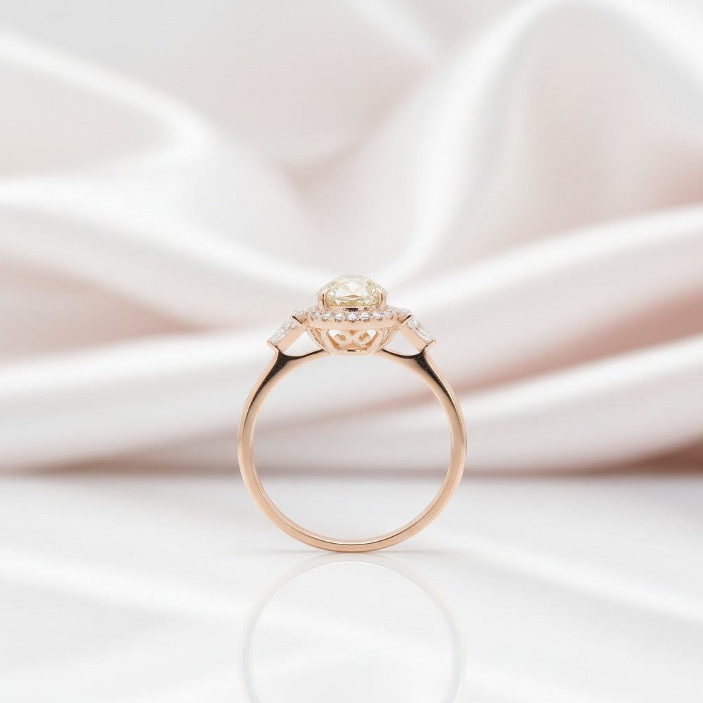 Three Stone Pear Brilliant Cut Yellow Diamond Option Engagement Ring-Black Diamonds New York