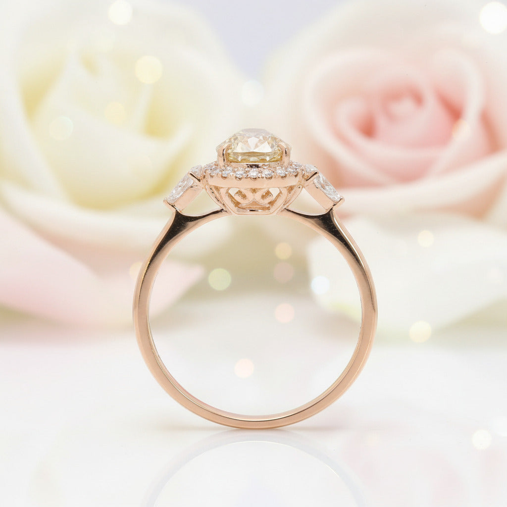 Three Stone Pear Brilliant Cut Yellow Diamond Engagement Ring-Black Diamonds New York