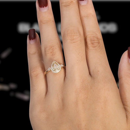 Three Stone Pear Brilliant Cut Yellow Diamond Engagement Ring-Black Diamonds New York