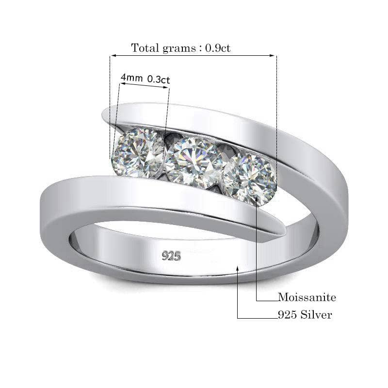 Three Stones 4mm Diamond Option Engagement Ring-Black Diamonds New York