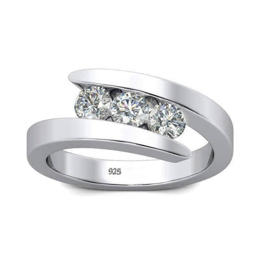Three Stones 4mm Diamond Engagement Ring-Black Diamonds New York