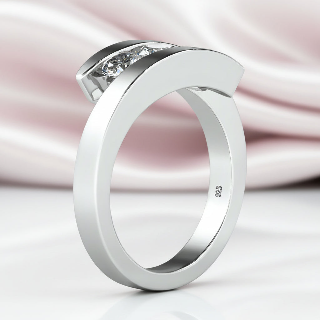 Three Stones 4mm Diamond Option Engagement Ring-Black Diamonds New York