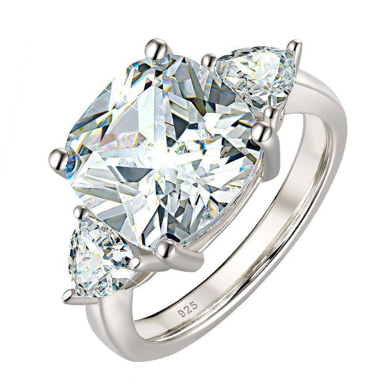 Three-stones Cushion Triangle Cut EVN Stone Engagement Ring - Black Diamonds New York