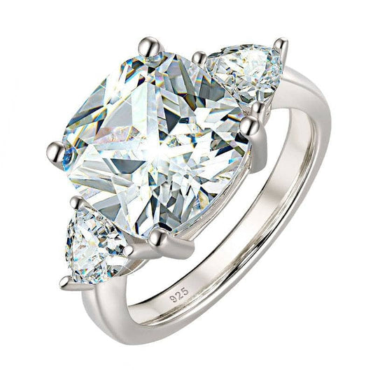 Three-stones Cushion Triangle Cut Created Diamond Engagement Ring-Black Diamonds New York