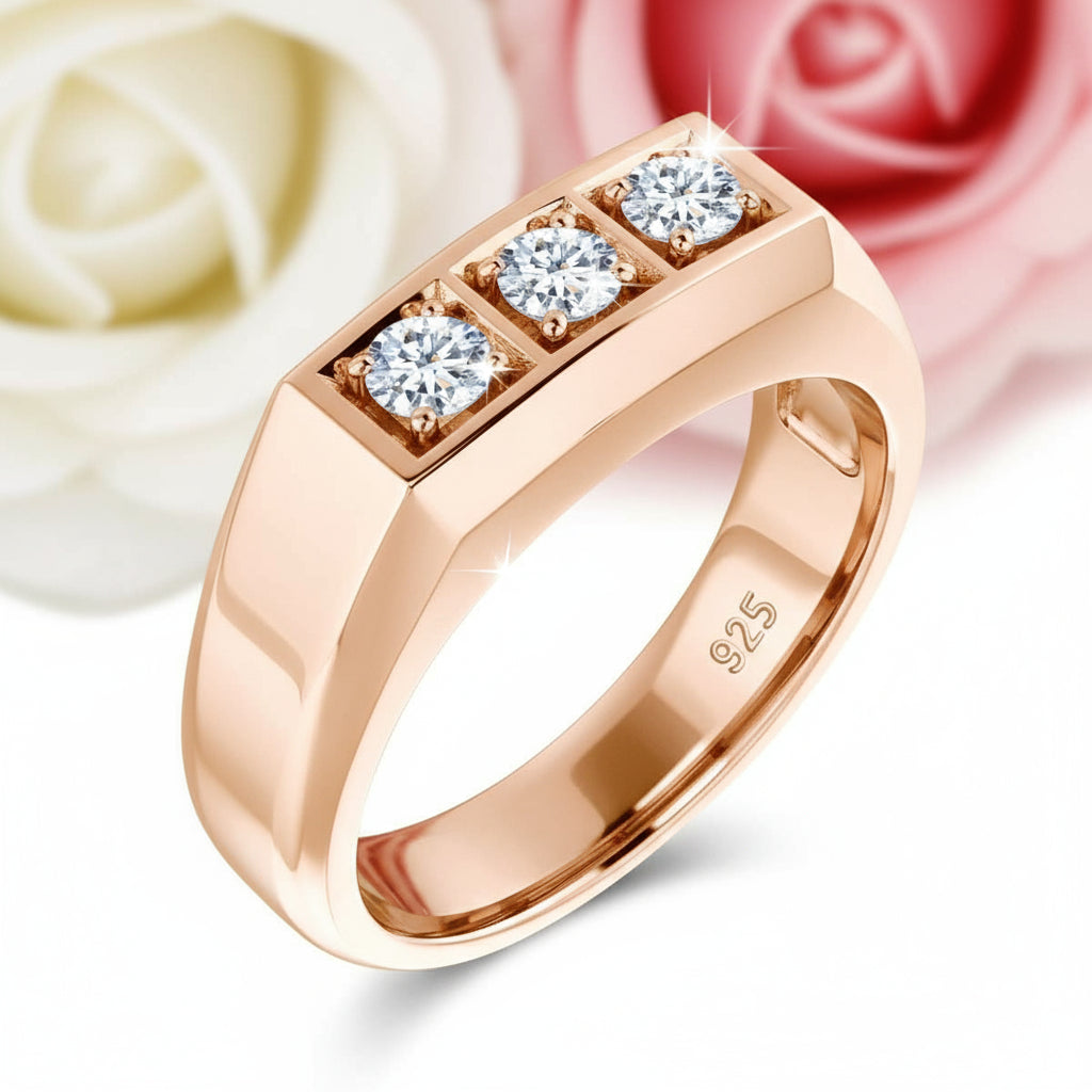 Three Stones Diamond Men's Wedding Band-Black Diamonds New York