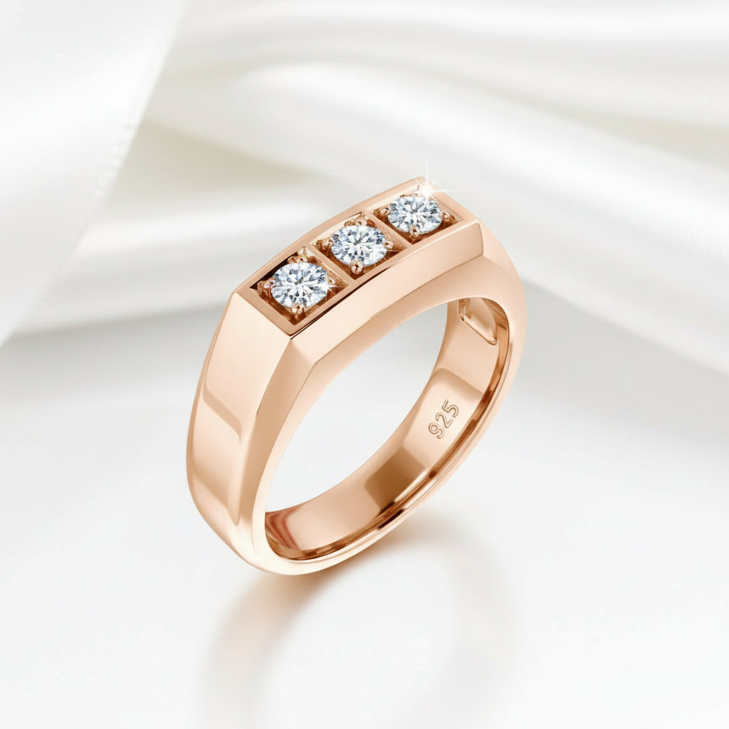 Ring Sets Celebrity Men Wedding Rings Three Stones Diamond Men's