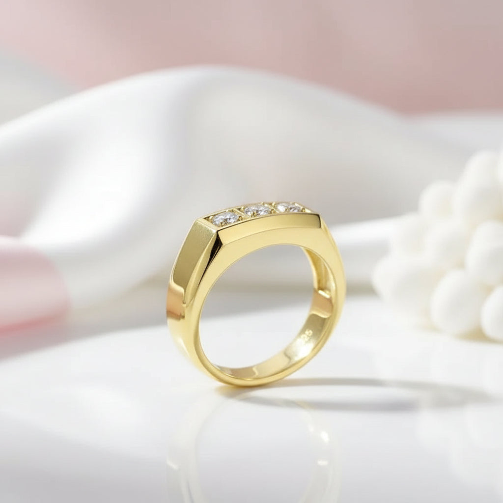 Three Stones Diamond Men's Wedding Band-Black Diamonds New York