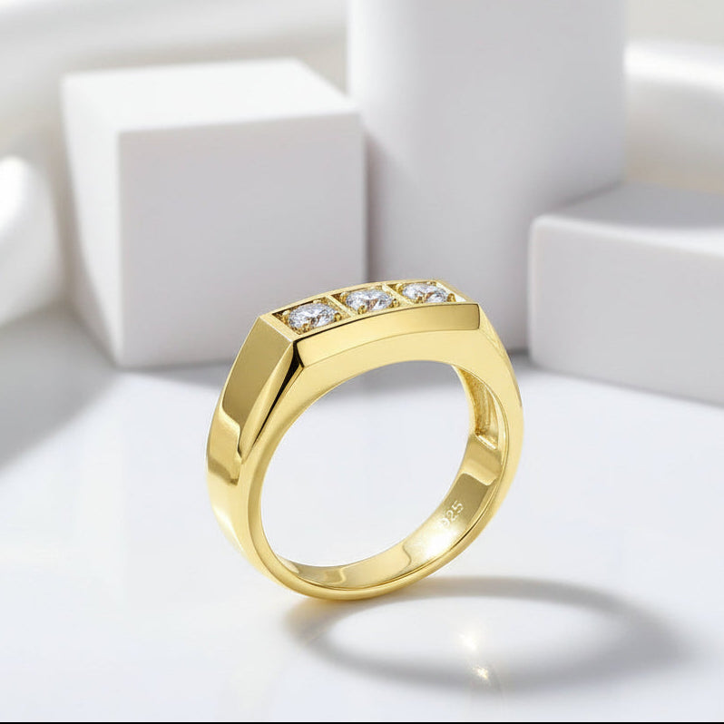 Three Stones Diamond Men's Wedding Band-Black Diamonds New York