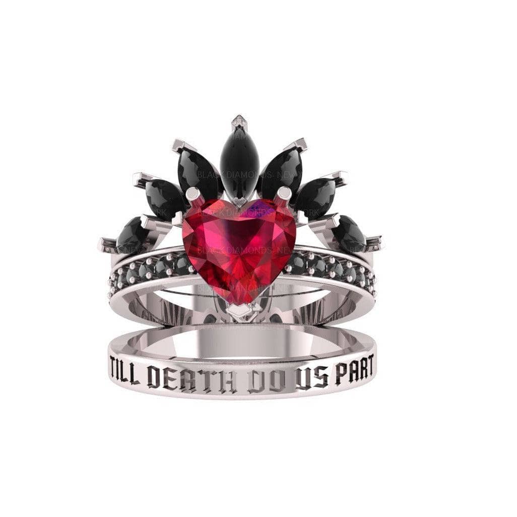 Till Death Do Us Part- 1.5 Carat Heart EVN™ Diamond Wedding Ring Set - Black Diamonds New York