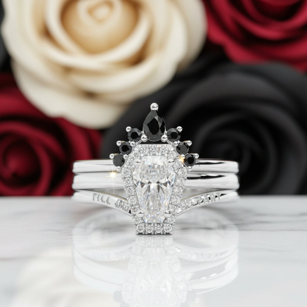 Till Death Do Us Part Ring Set with Coffin Cut Diamond-Black Diamonds New York