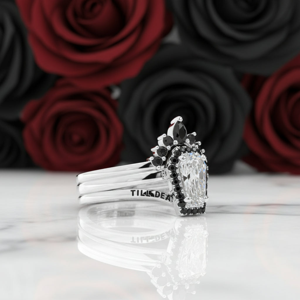 Till Death Do Us Part Ring Set with Coffin Cut Diamond-Black Diamonds New York