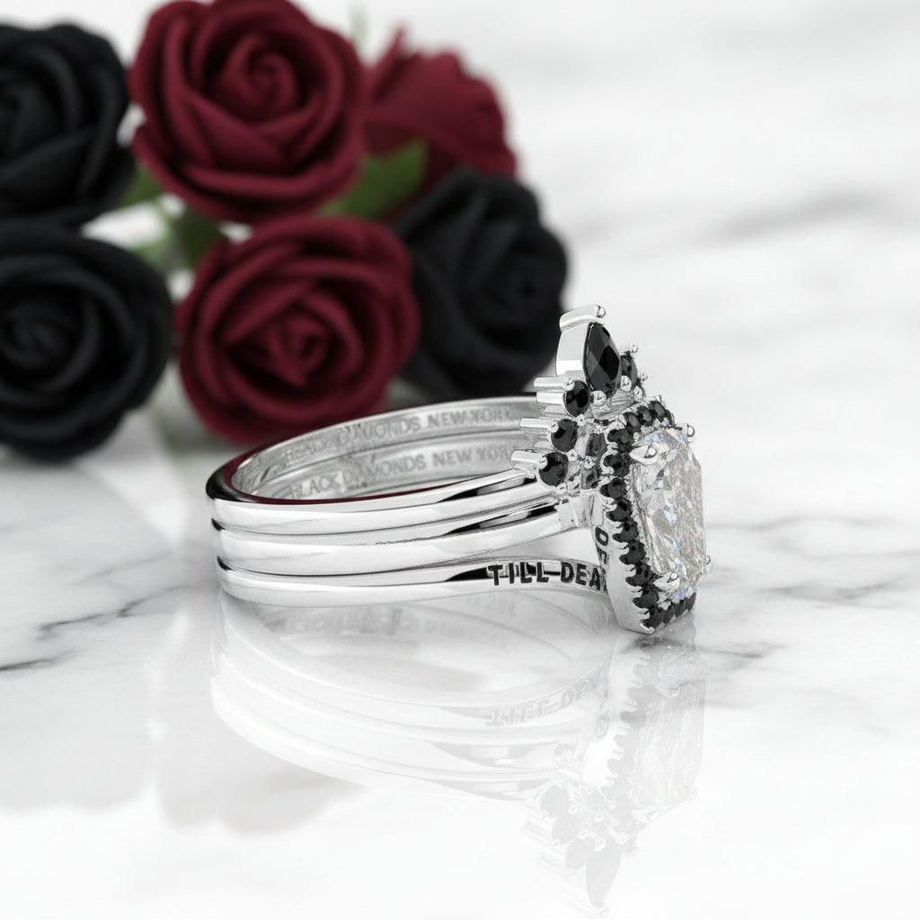 Till Death Do Us Part Ring Set with Coffin Cut Diamond-Black Diamonds New York