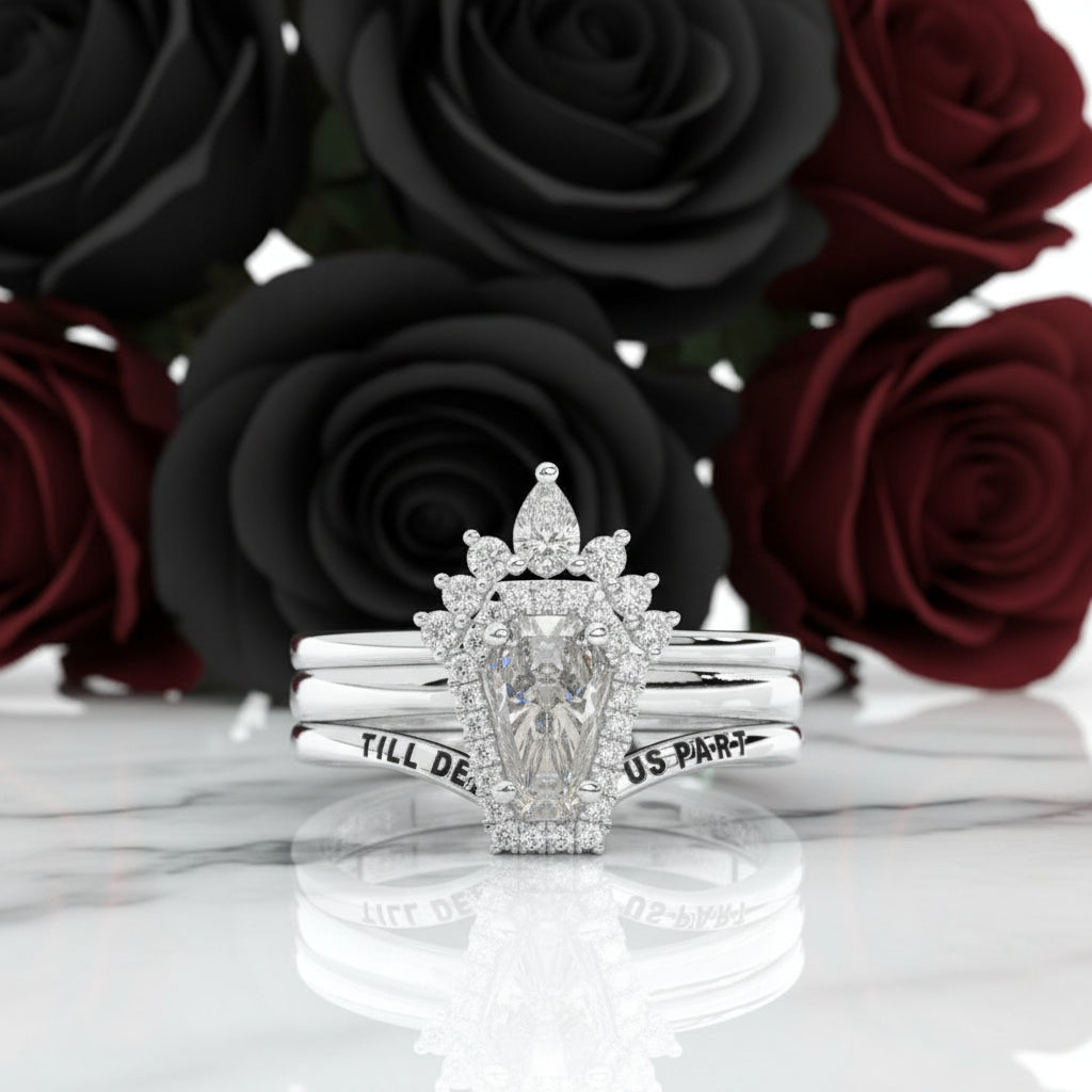 Till Death Do Us Part Ring Set with Coffin Cut Diamond Option-Black Diamonds New York