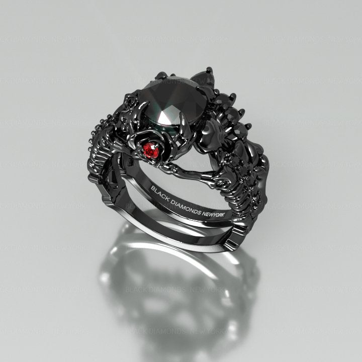 Together Forever- 1.25 Carat Black Diamond Gothic Ring Set-Black Diamonds New York