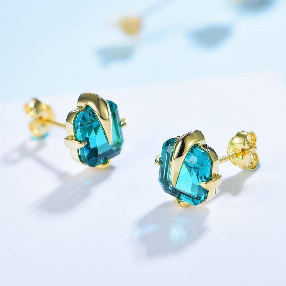 Tourmaline Emerald Gemstone Earrings-Black Diamonds New York