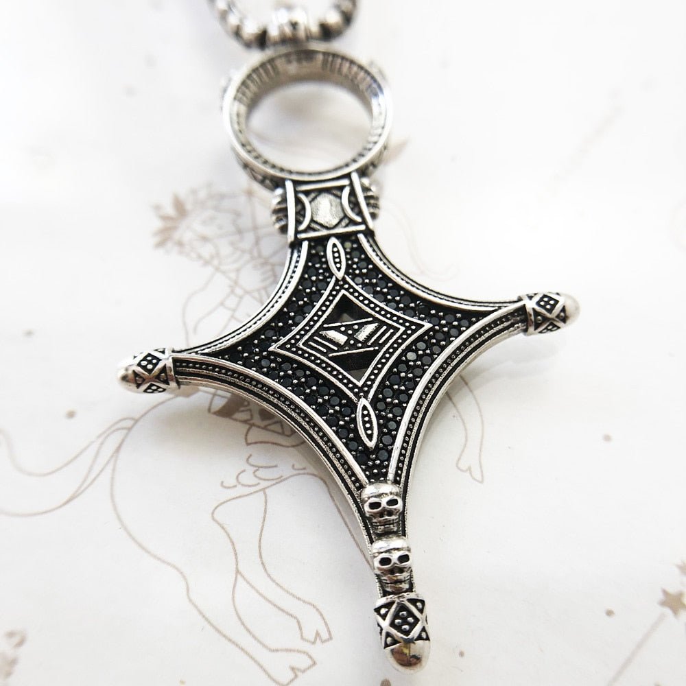 Traditional Rebel Gothic Cross Necklace-Black Diamonds New York