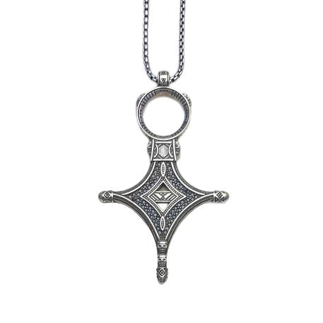 Traditional Rebel Gothic Cross Necklace-Black Diamonds New York