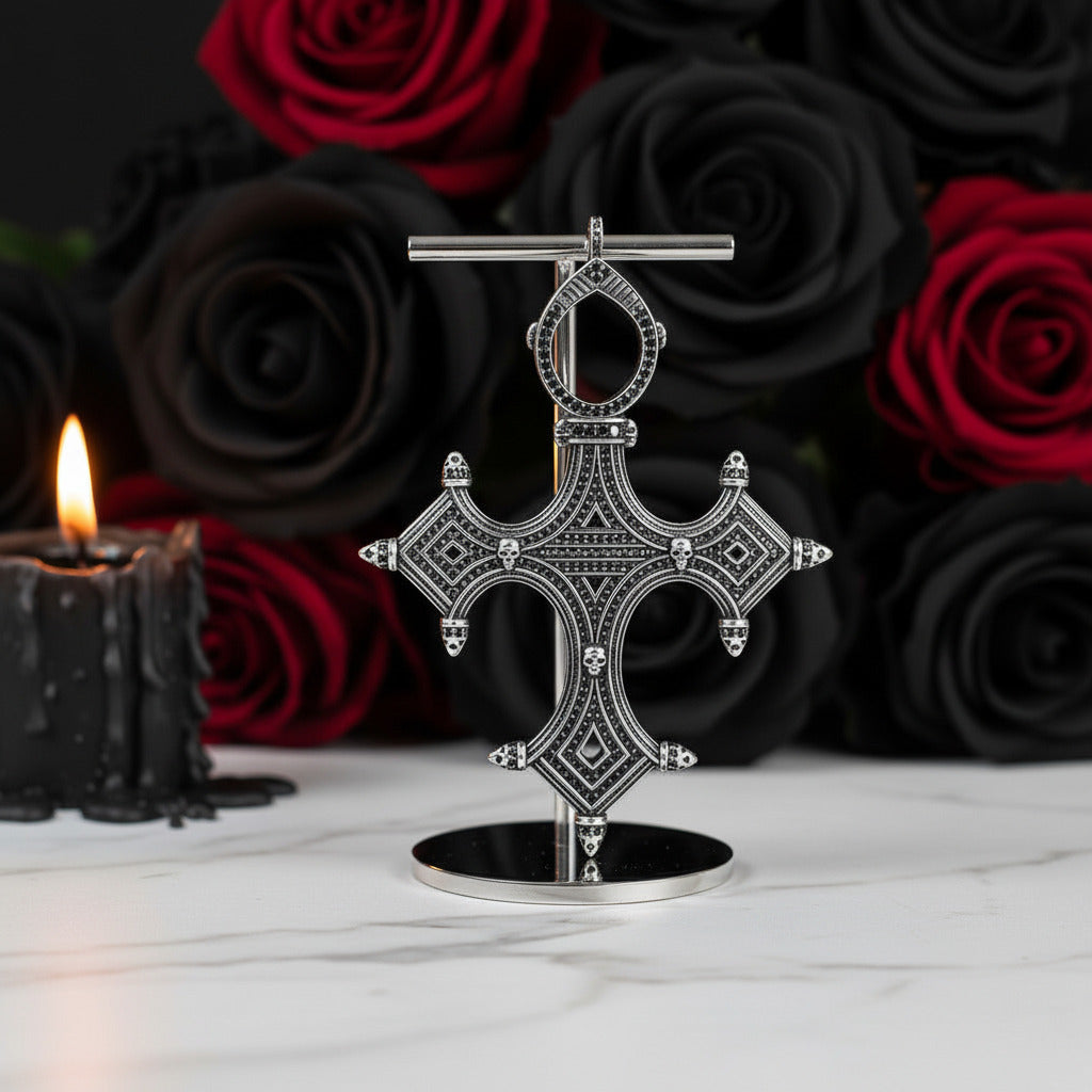 Traditional Symbolism Cross Gothic Pendant-Black Diamonds New York