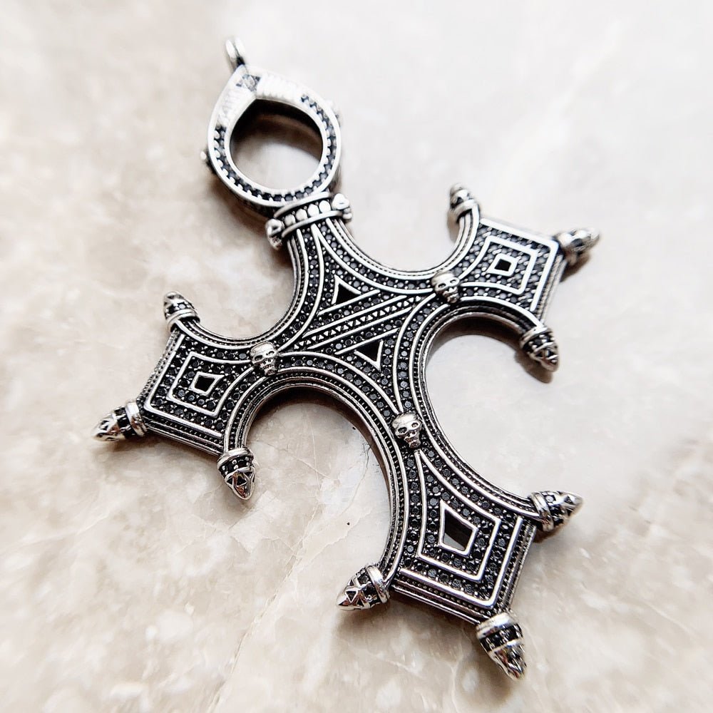 Traditional Symbolism Cross Gothic Pendant-Black Diamonds New York