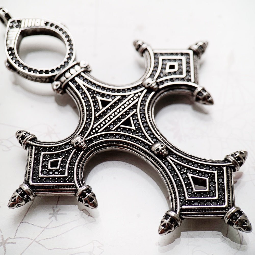 Traditional Symbolism Cross Gothic Pendant-Black Diamonds New York
