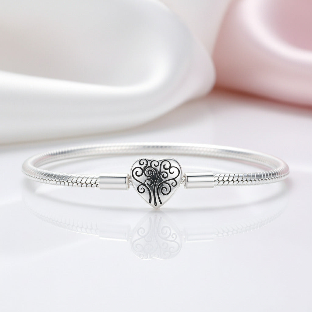 Tree of Life, Cat & Geometric Pattern Charm Bracelet-Black Diamonds New York