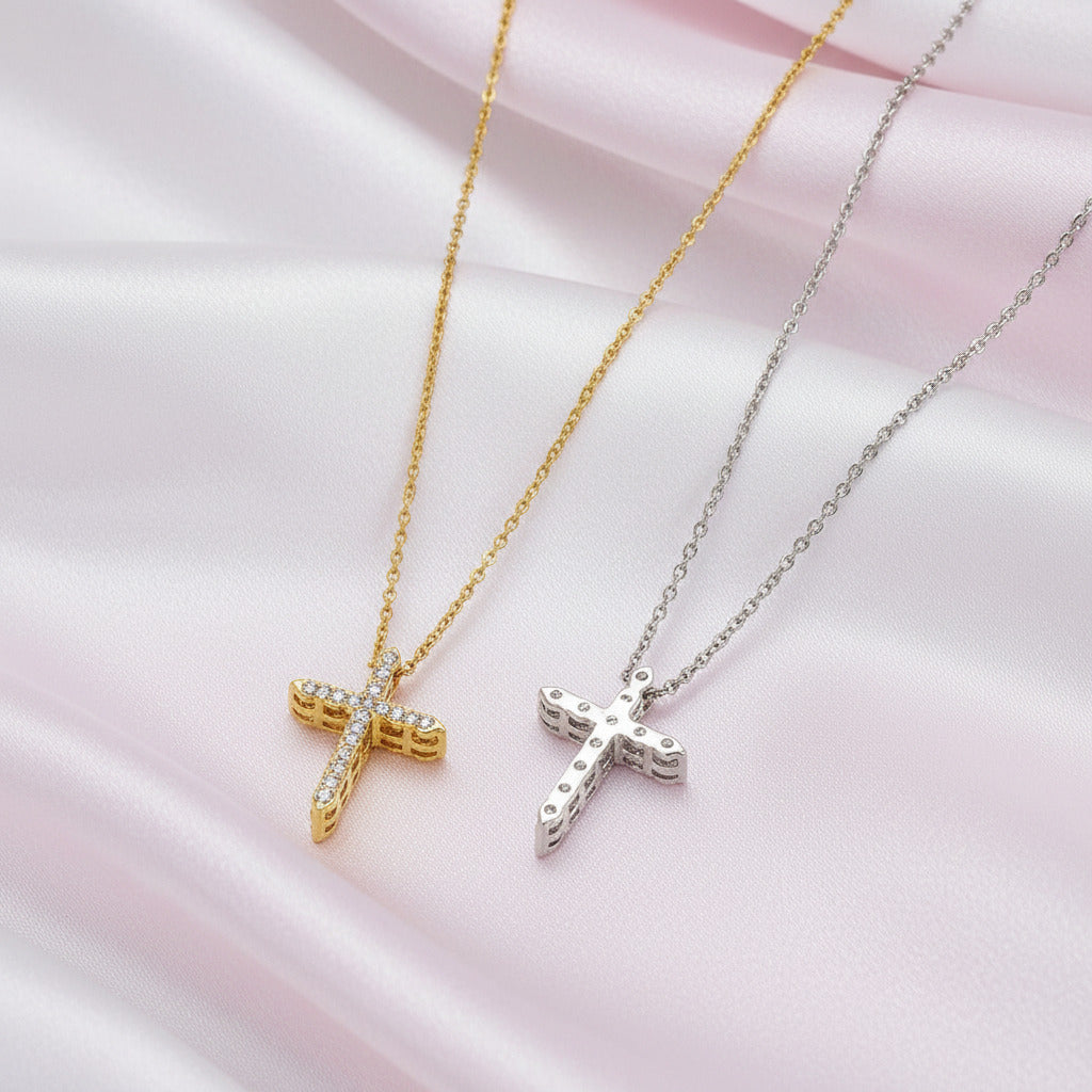 Trendy Cross Diamond Necklace-Black Diamonds New York