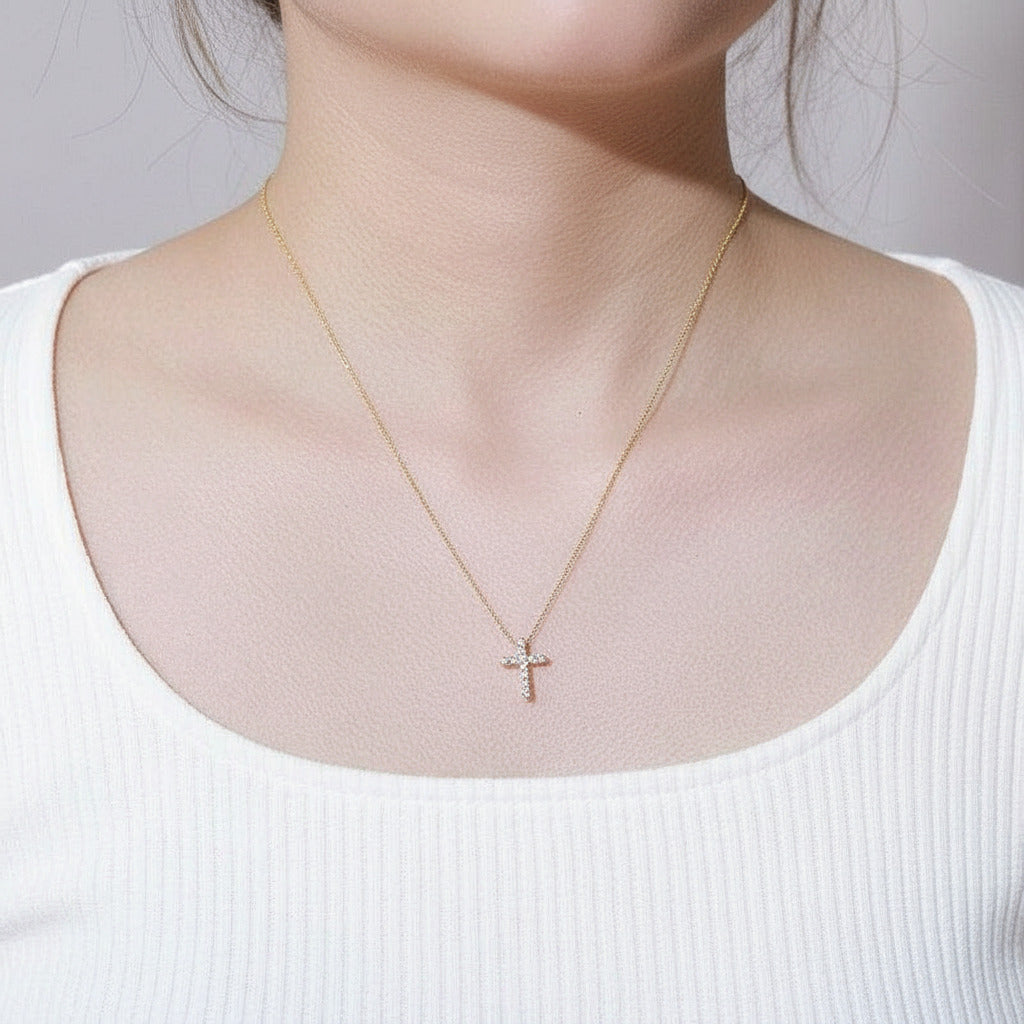 Trendy Cross Diamond Necklace-Black Diamonds New York