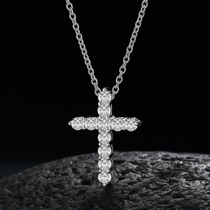 Trendy Cross Moissanite Necklace-Black Diamonds New York