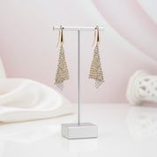 Triangular Shaped Mesh Shimmering Diamond Option Earrings-Black Diamonds New York