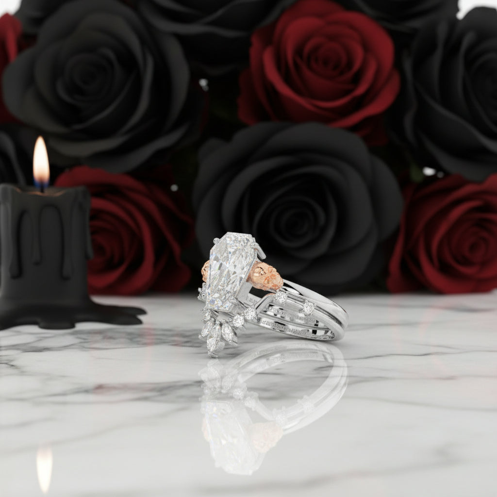 True Love Rings- 14k White Gold Limited Coffin Cut Diamond Rings-Black Diamonds New York
