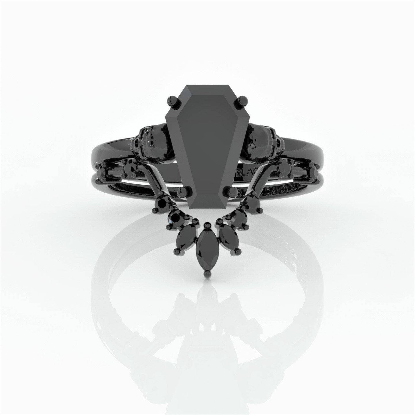 True Love Rings- 14k White Gold Limited Coffin Cut Diamond Rings-Black Diamonds New York