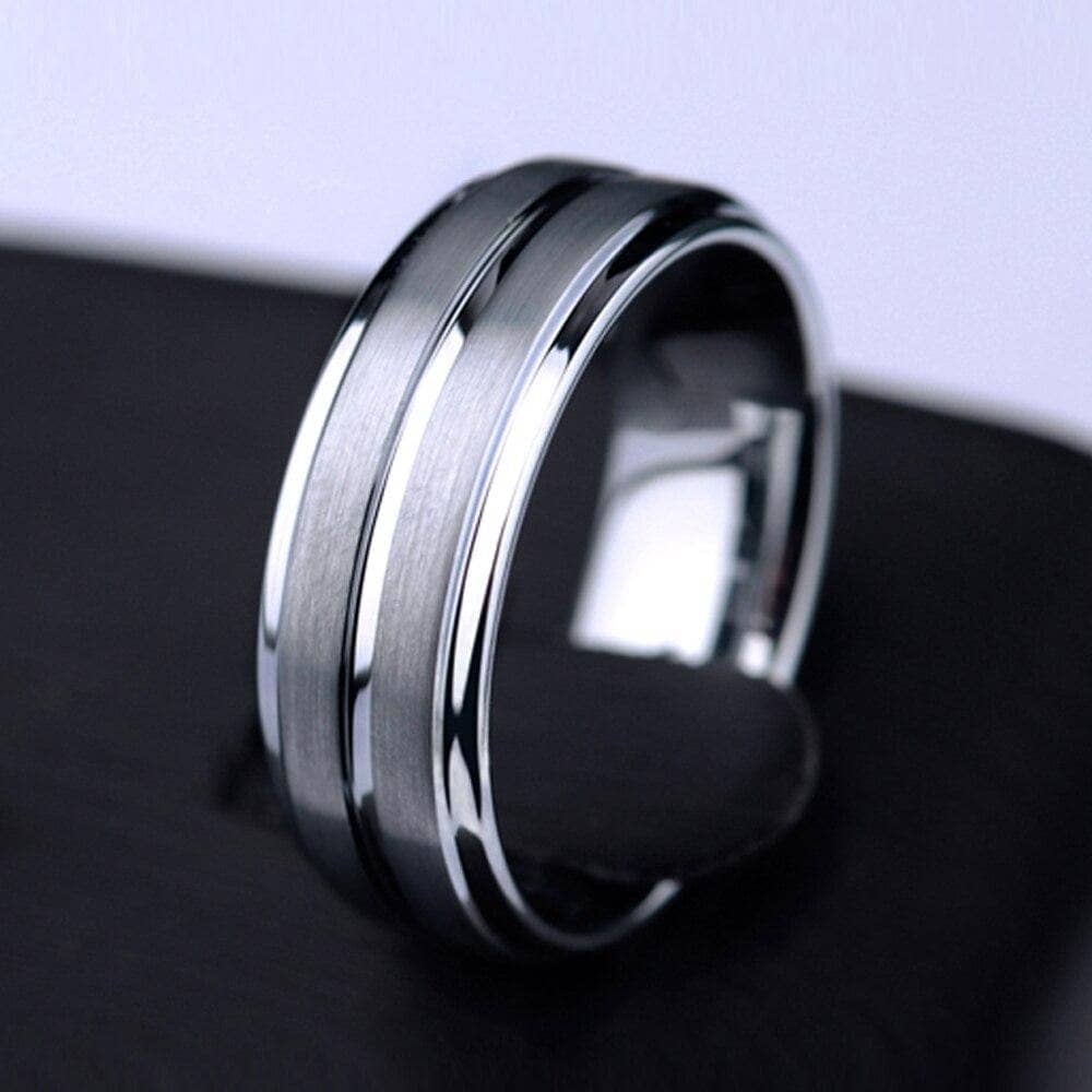Tungsten Carbide Rings For Men 8mmWedding Band-Black Diamonds New York