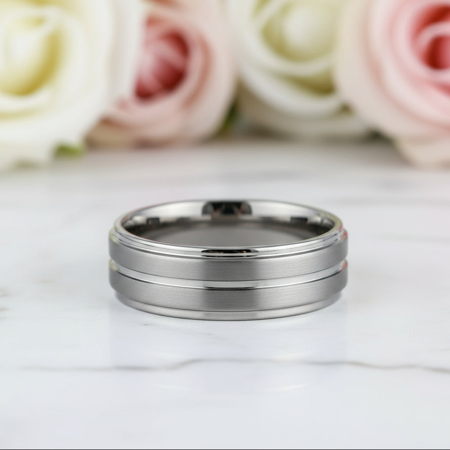 Tungsten Carbide Rings For Men 8mm Wedding Band-Black Diamonds New York