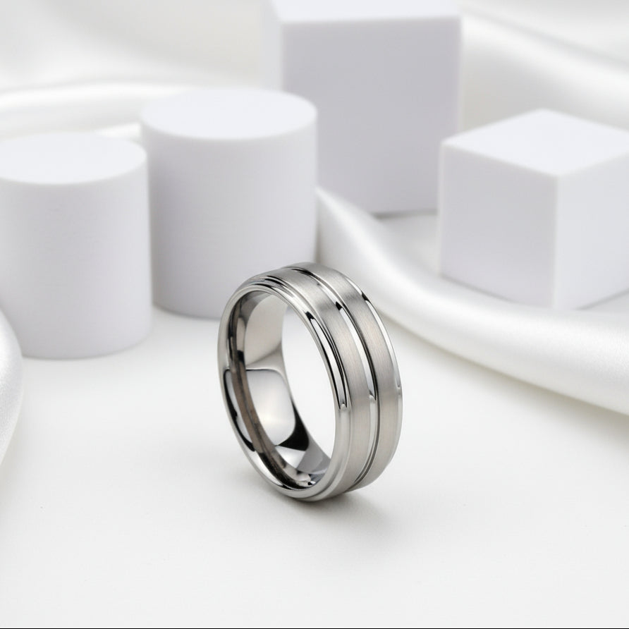 Tungsten Carbide Rings For Men 8mm Wedding Band-Black Diamonds New York