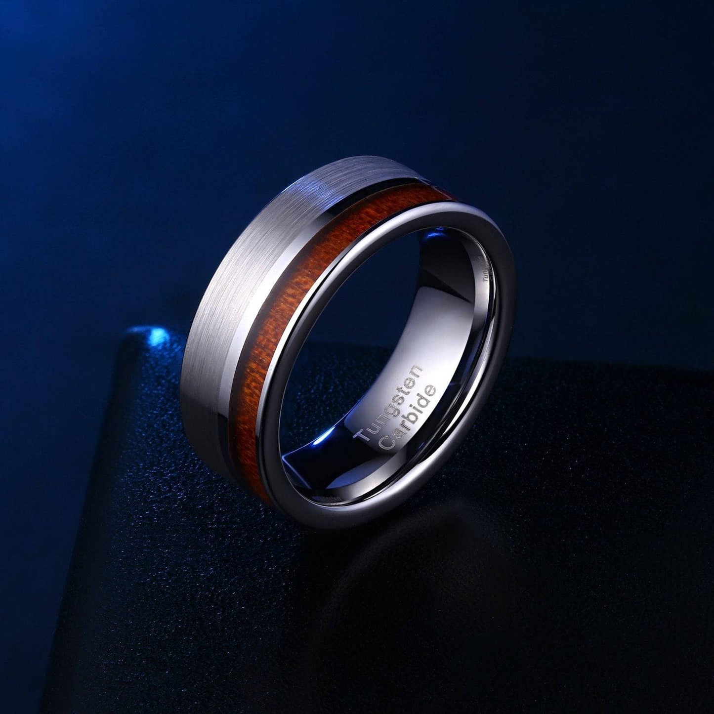 Tungsten Carbide Wood Color Brushed Ring