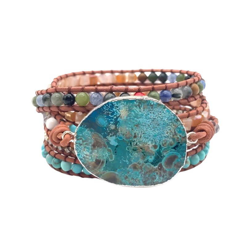 Turquoise & Mixed Natural Stone Boho Bracelet-Black Diamonds New York