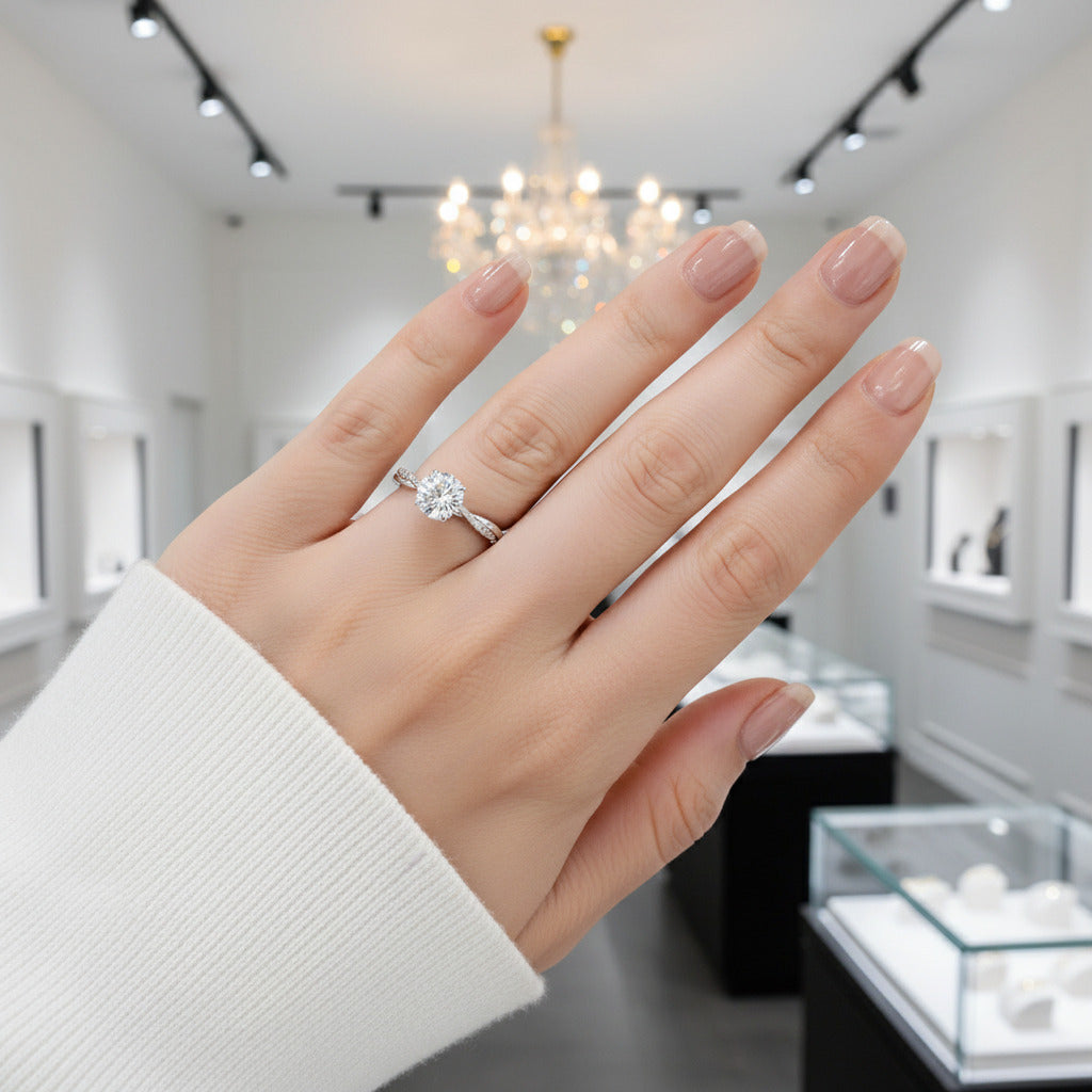 Twist Round Cut Diamond Promise Ring – Black Diamonds New York