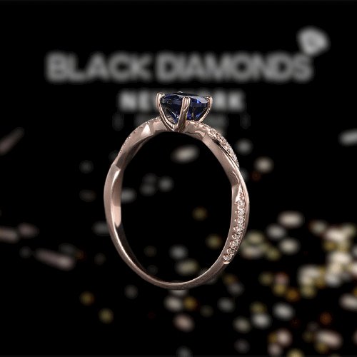 Twist 1.25 Carat Blue Sapphire Round Cut Promise Ring-Black Diamonds New York