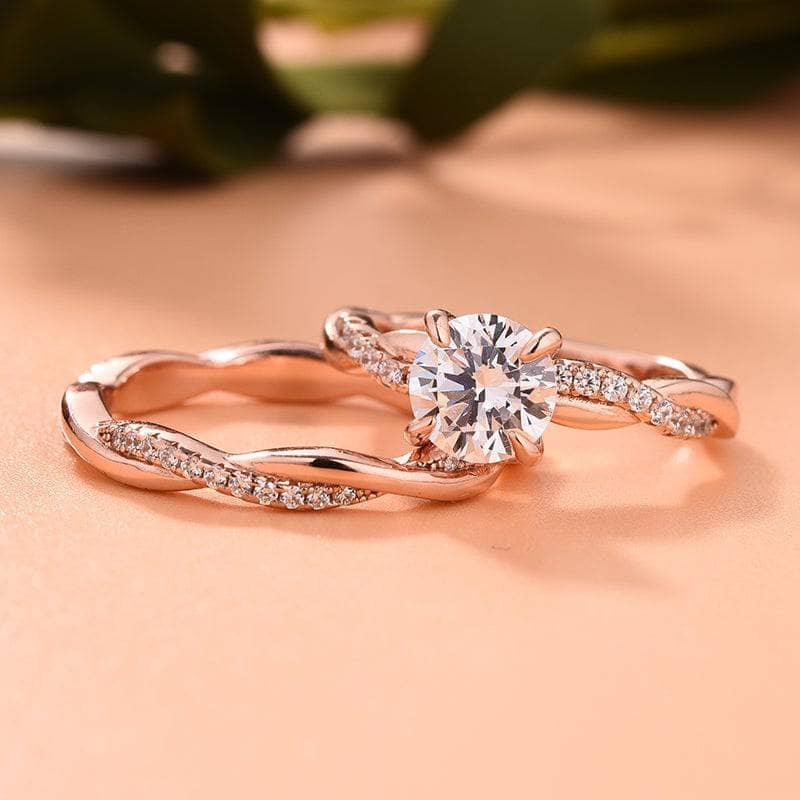 Twist 1.25 Carat Round Cut Engagement Ring Set-Black Diamonds New York