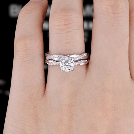 Twist 1.25 Carat Round Cut Engagement Ring Set-Black Diamonds New York