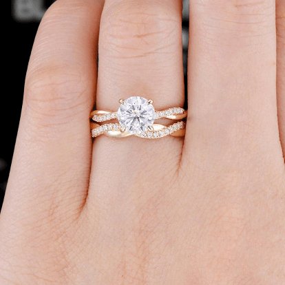 Twist 1.25 Carat Round Cut Engagement Ring Set - Black Diamonds New York