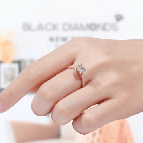 Twist 1.25 Carat Round Cut Diamond Promise Ring-Black Diamonds New York
