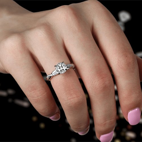 Twist 1.25 Carat Round Cut Certified Moissanite Promise Ring - Black Diamonds New York