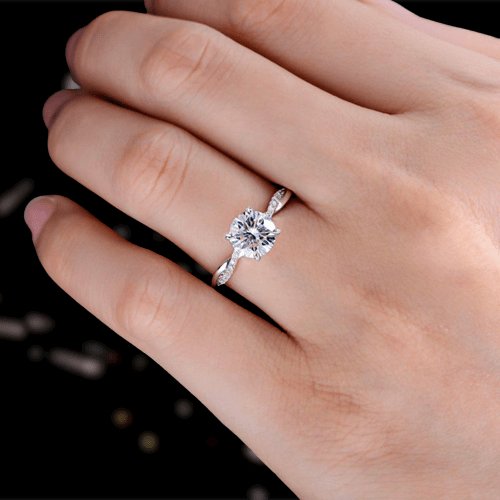 Twist 1.25 Carat Round Cut Certified Moissanite Promise Ring - Black Diamonds New York