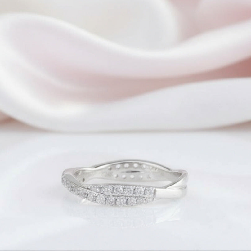 Twist 14K White Gold Diamond Stack Half Eternity Wedding Band-Black Diamonds New York