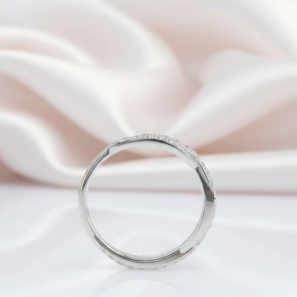 Twist 14K White Gold Diamond Stack Half Eternity Wedding Band-Black Diamonds New York