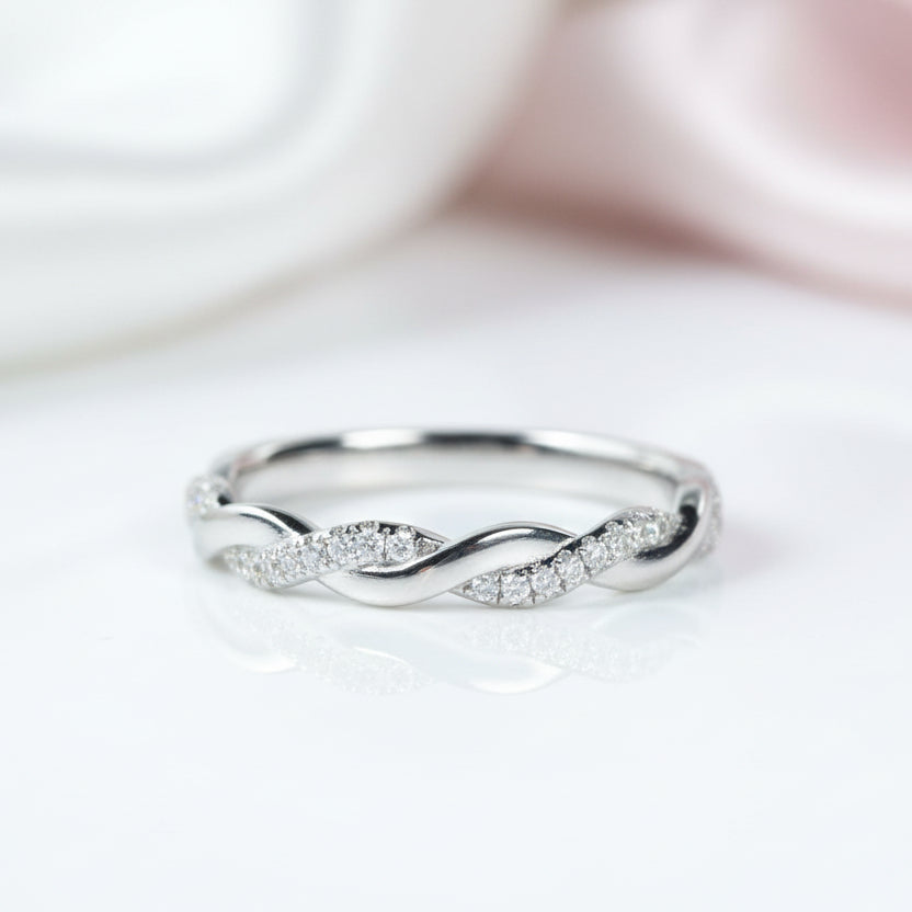 Diamond Option Stackable Twist Wedding Ring Band-Black Diamonds New York