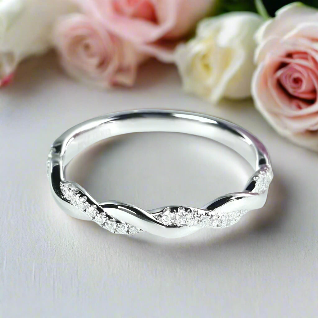 Stackable Ring Fatint - C In 0.208 Carat Round Cut 14ct White - Foto 9