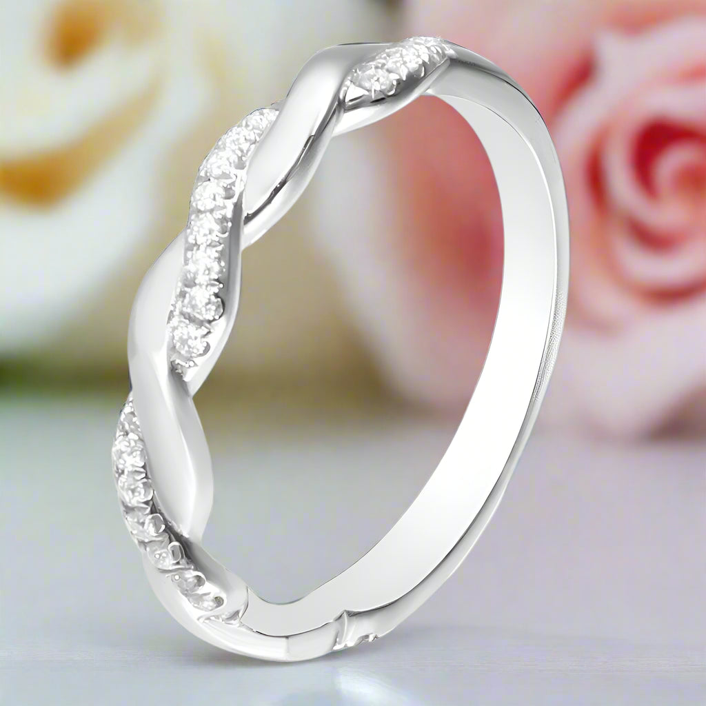 Twist Band Diamond Stackable Wedding Ring Band-Black Diamonds New York