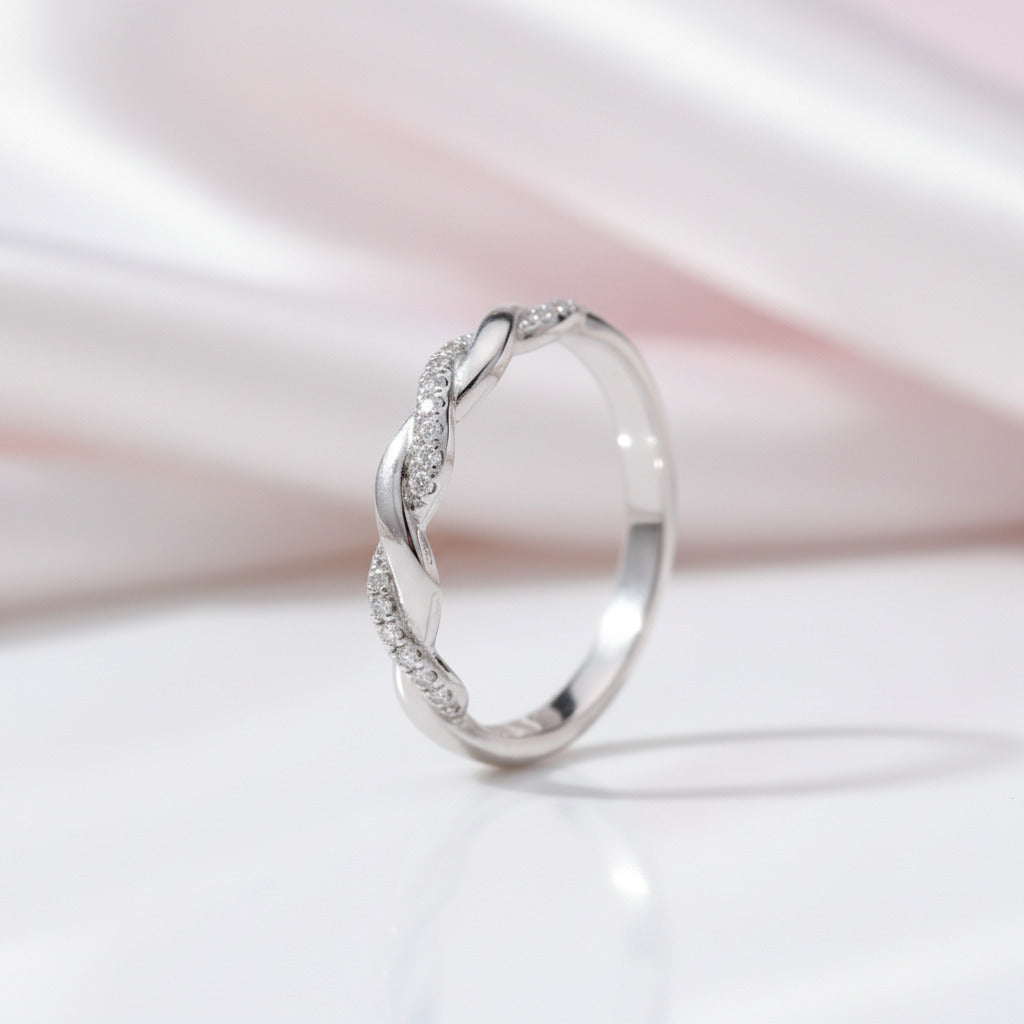 Diamond Option Stackable Twist Wedding Ring Band-Black Diamonds New York
